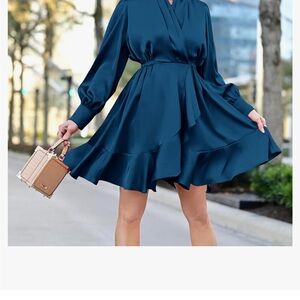 Elegant Teal Wrap Dress